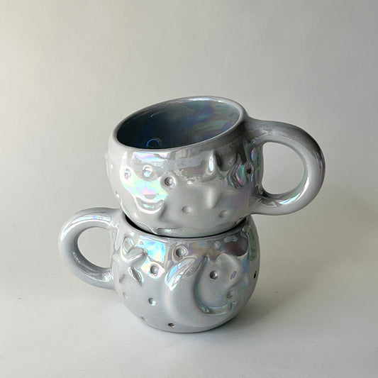 Stars in the Sky Espresso Cups - Set of 2 - Grey Iridescent