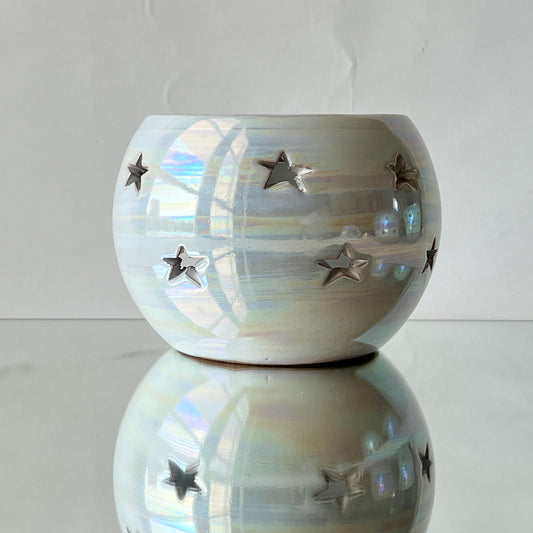 Handmade Pottery Wax & Oil Burner - White