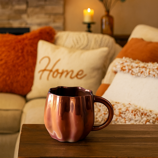 One-of-a-Kind Copper Pumpkin Mug – Handmade Ceramic Fall Coffee Cup