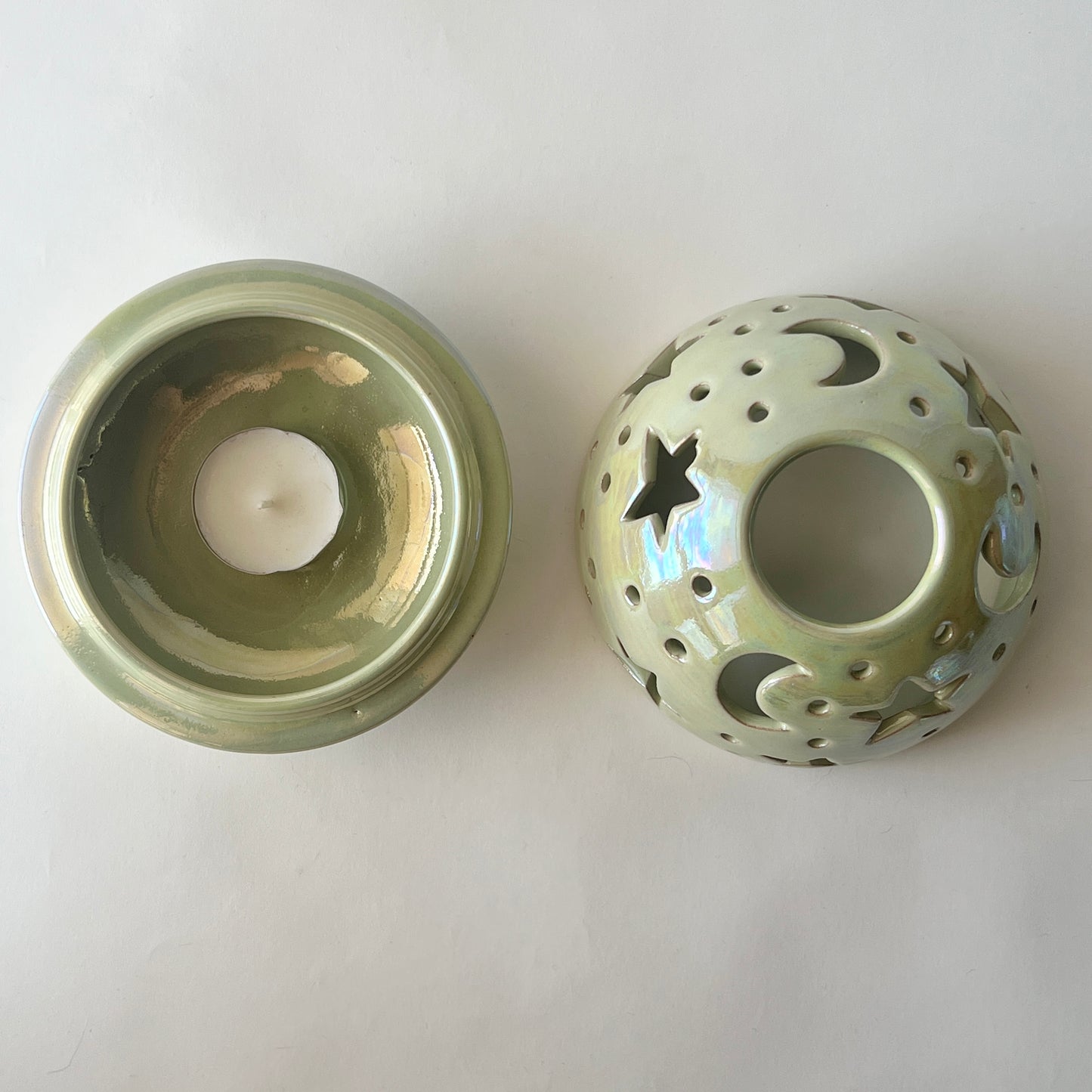 Stars in The Sky Candle Holder - Light Green Iridescent