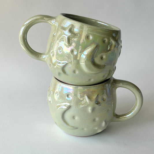 Stars in the Sky Mug - Light Green Iridescent