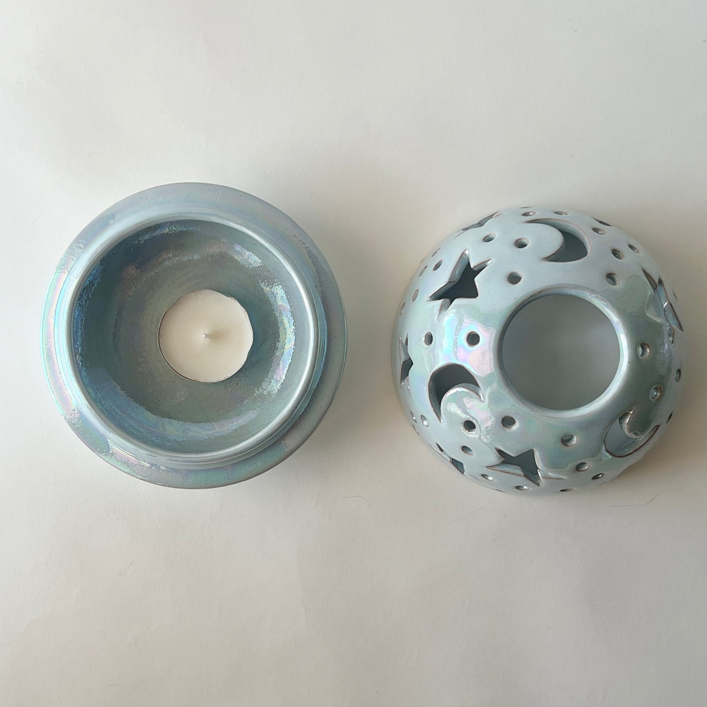 Stars in The Sky Candle Holder - Baby Blue Iridescent