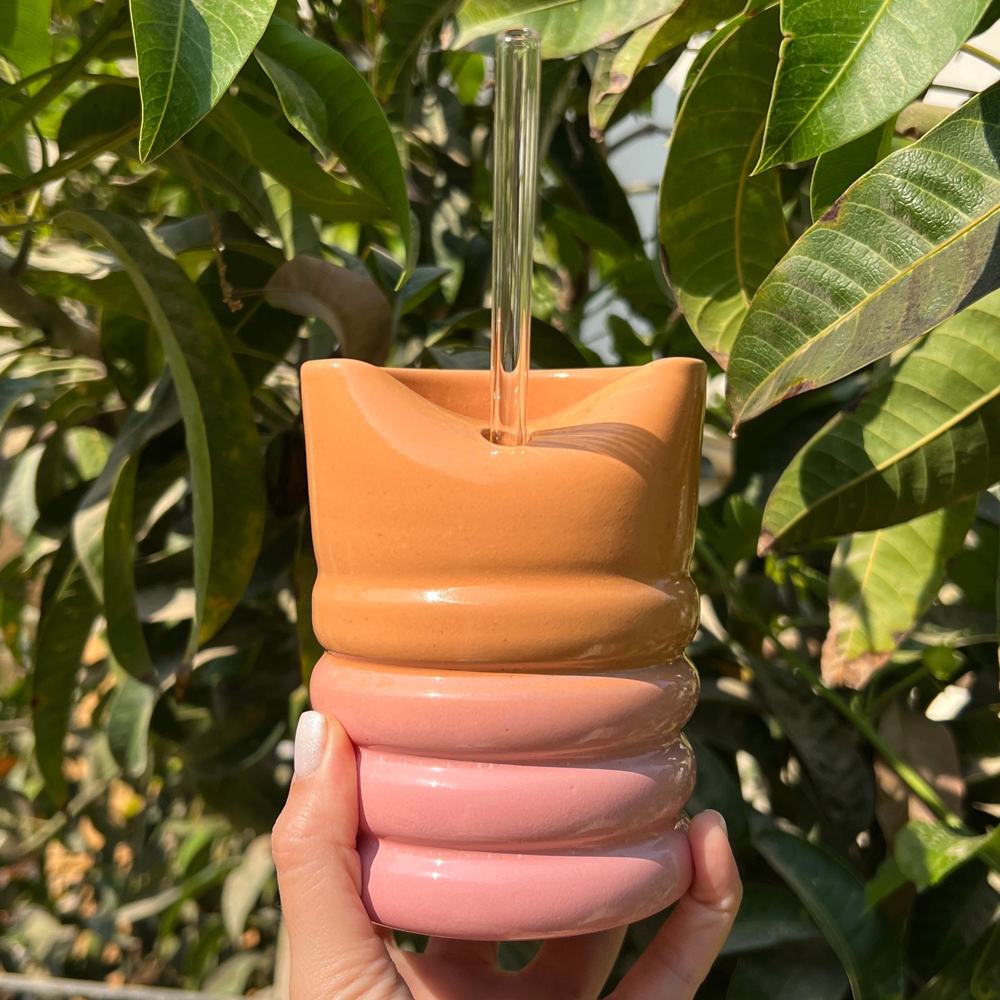 Peach Glow Ceramic Tumbler