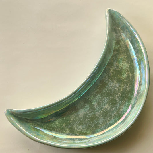 Ramadan Crescent Pottery Plate - Aurora Iridescent