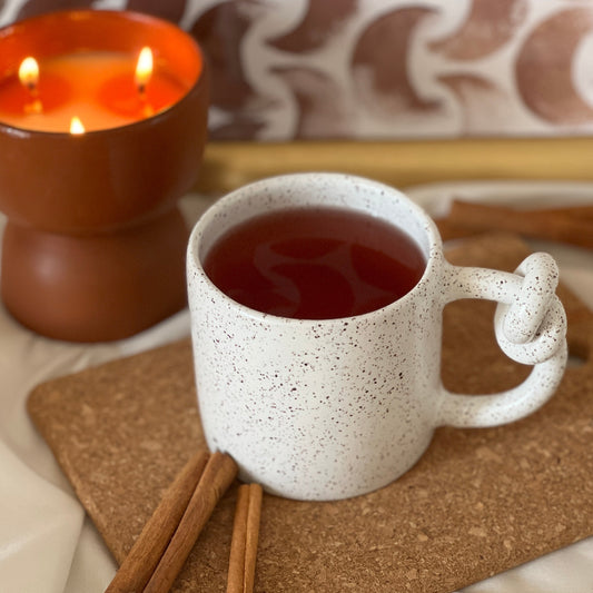 Knotted Handmade Pottery Mug β White Ceramic Coffee & Tea Cup