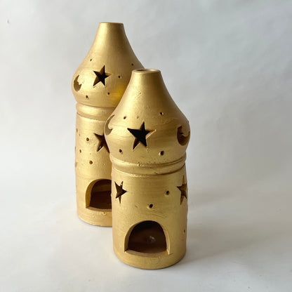 Stars in The Sky Pottery Lantern - Gold ( PICK UP ONLY)