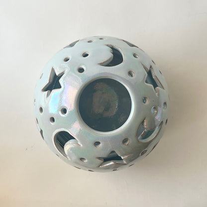 Stars in The Sky Candle Holder - Baby Blue Iridescent