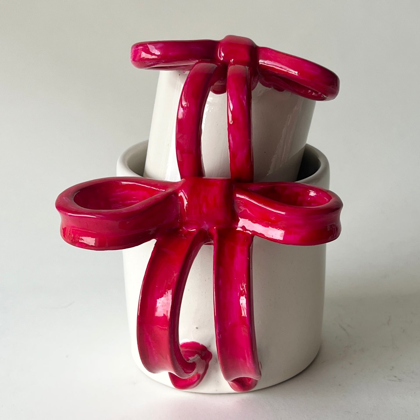 Bowtiful Mug 🎀– Handmade Pottery Mug with a Red Sculpted Bow