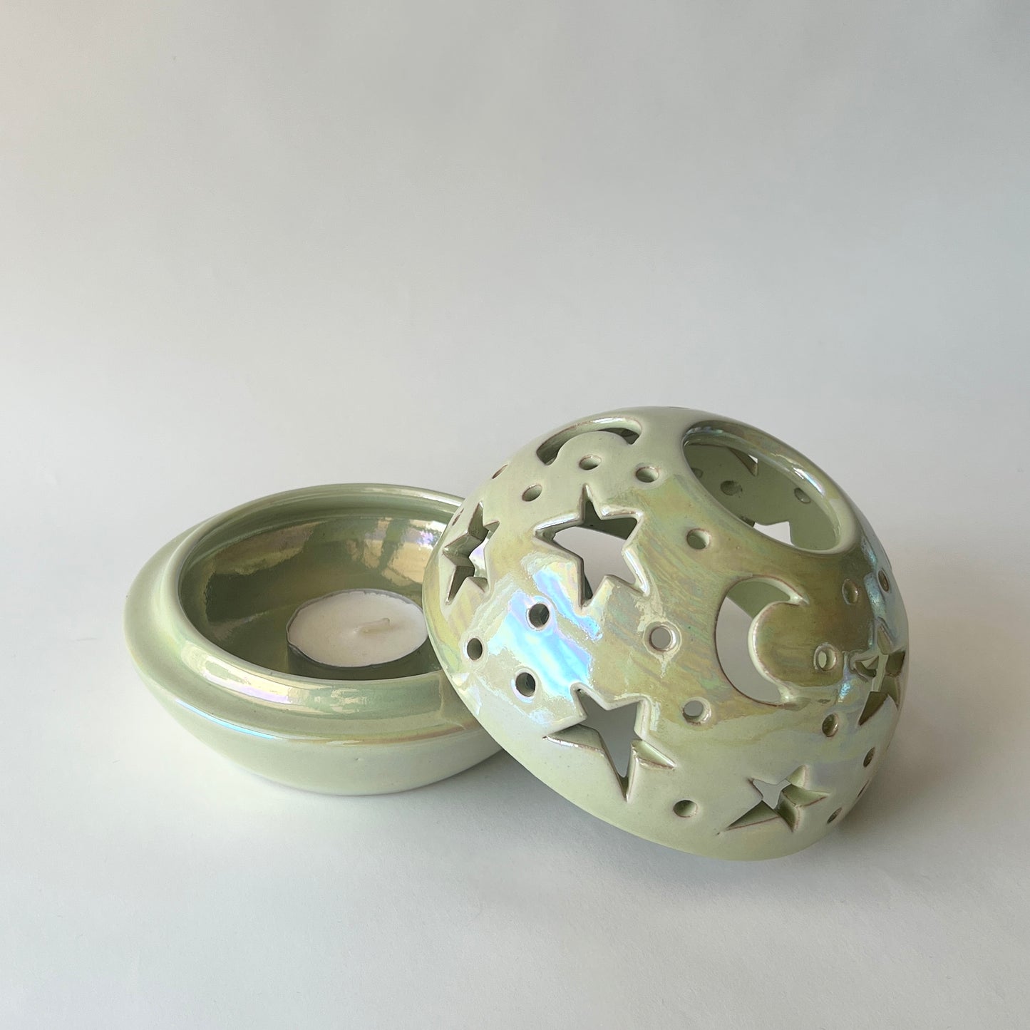 Stars in The Sky Candle Holder - Light Green Iridescent