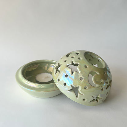 Stars in The Sky Candle Holder - Light Green Iridescent