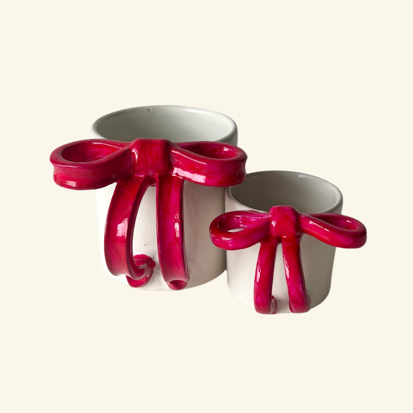 Bowtiful Mug 🎀– Handmade Pottery Mug with a Red Sculpted Bow