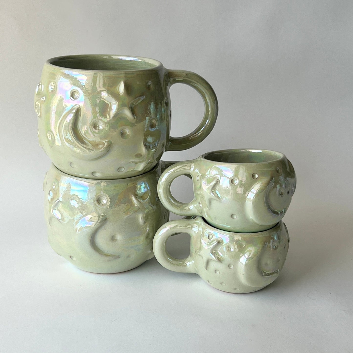 Stars in the Sky Espresso Cups - Set of 2 - Light Green Iridescent