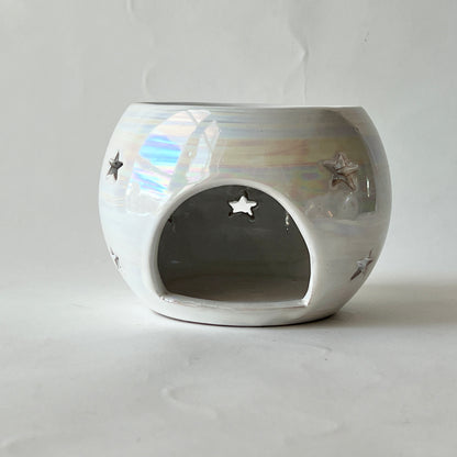 Handmade Pottery Wax & Oil Burner - White