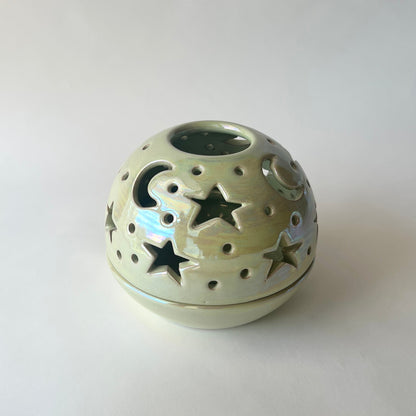 Stars in The Sky Candle Holder - Light Green Iridescent