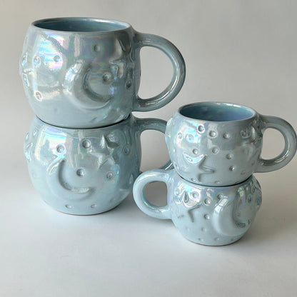 Stars in the Sky Espresso Cups - Set of 2 - Baby Blue Iridescent