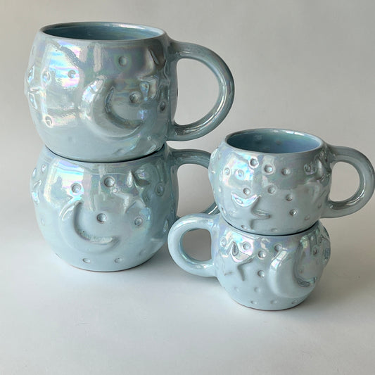 Stars in the Sky Espresso Cups - Baby Blue Iridescent