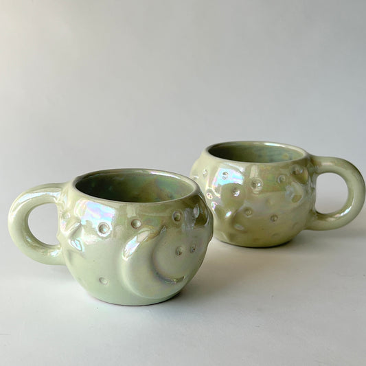 Stars in the Sky Espresso Cups - Set of 2 - Light Green Iridescent