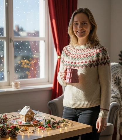 Merry Tree Christmas Handmade Coffee Mug - Pink Effect Glossy FInish