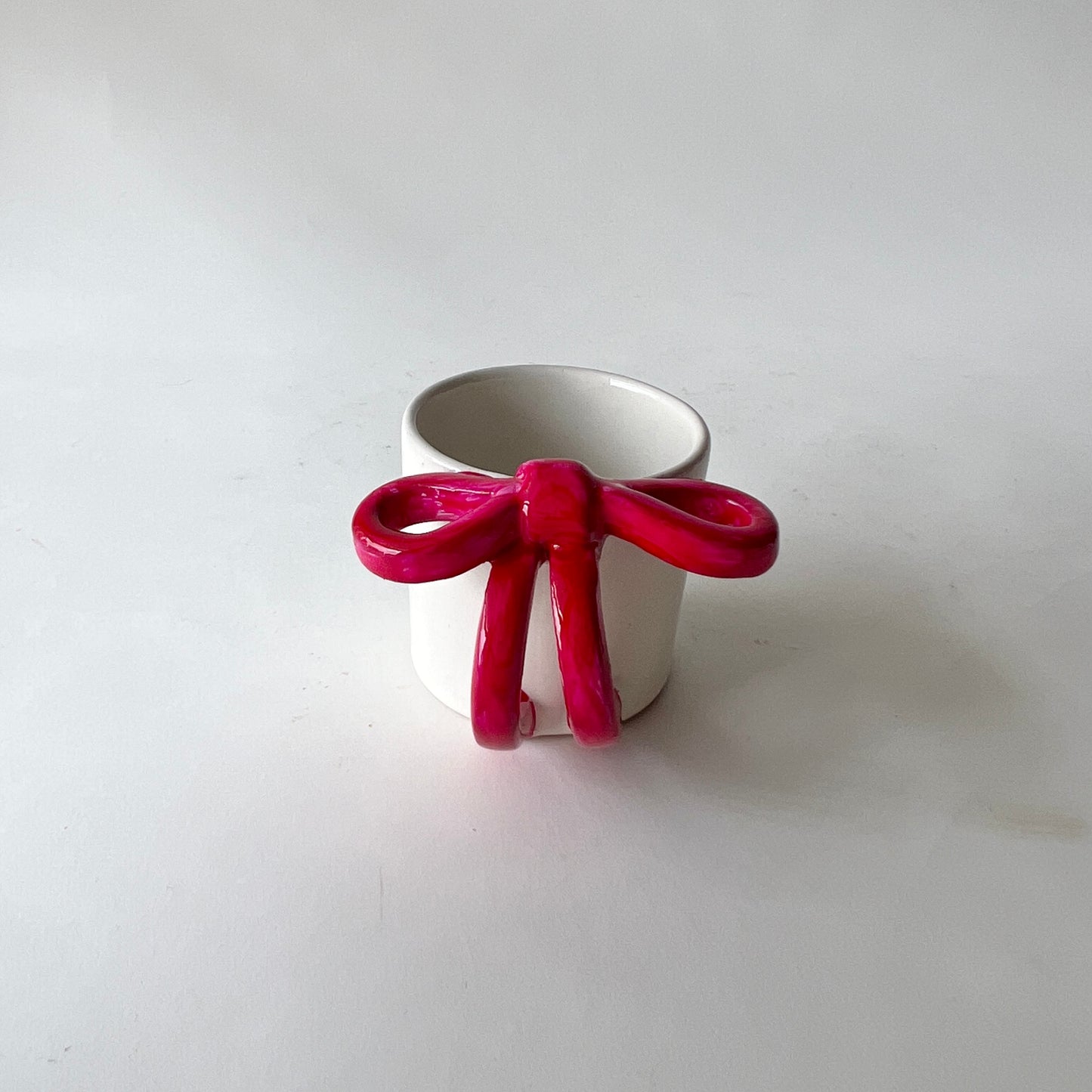 Bowtiful Mug 🎀– Handmade Pottery Mug with a Red Sculpted Bow