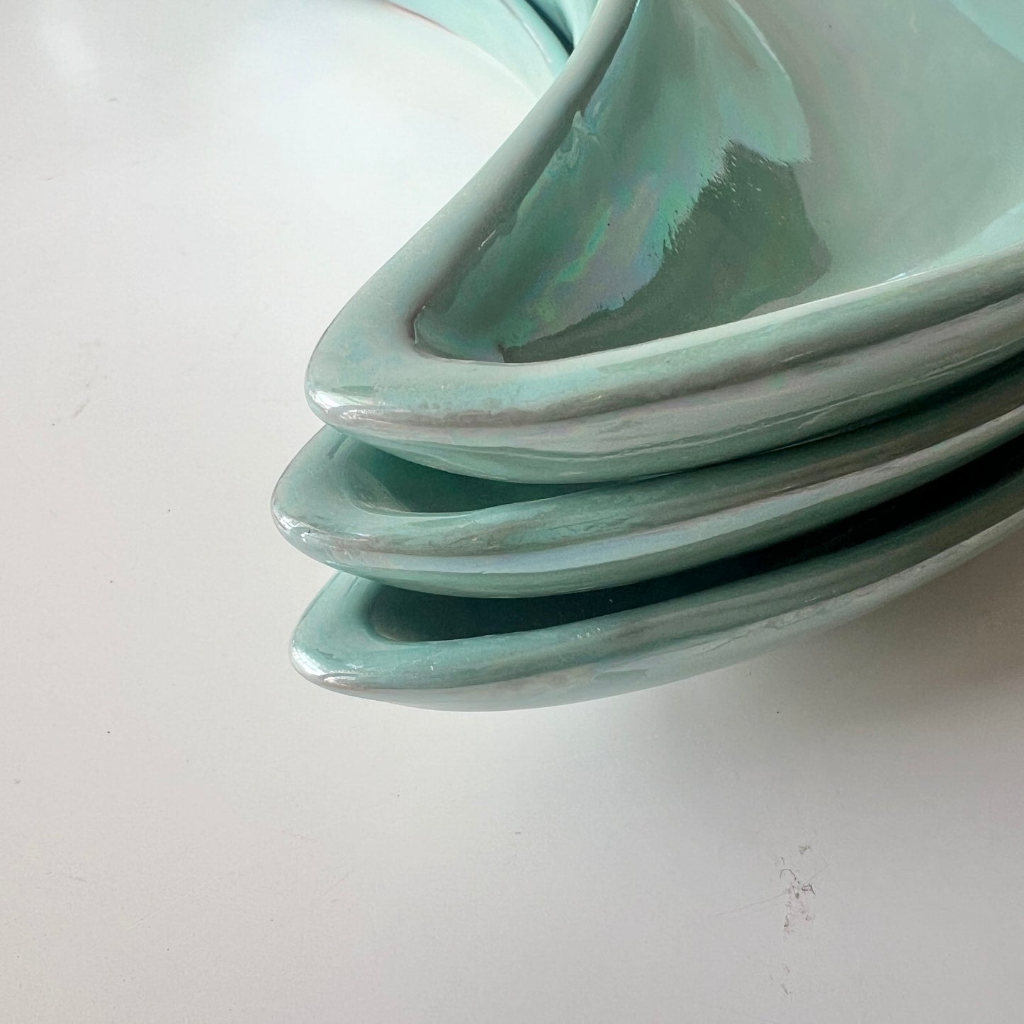 Ramadan Crescent Pottery Plate - Turquoise Iridescent