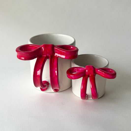 Bowtiful Mug 🎀– Handmade Pottery Mug with a Red Sculpted Bow