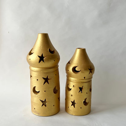 Stars in The Sky Pottery Lantern - Gold ( PICK UP ONLY)