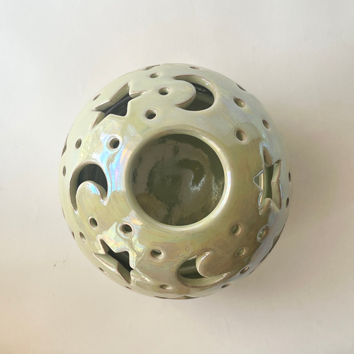 Stars in The Sky Candle Holder - Light Green Iridescent