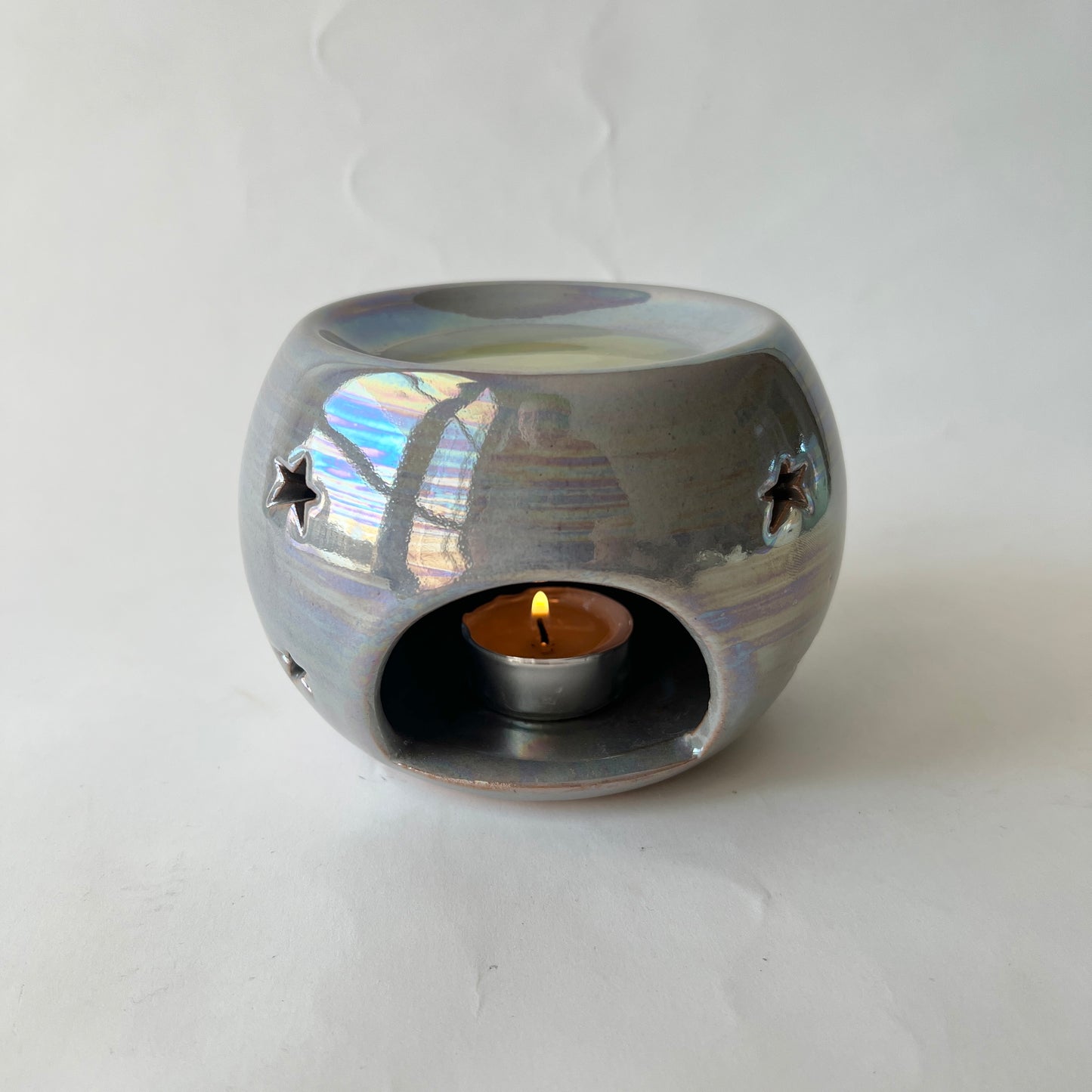 Handmade Pottery Wax & Oil Burner - Grey