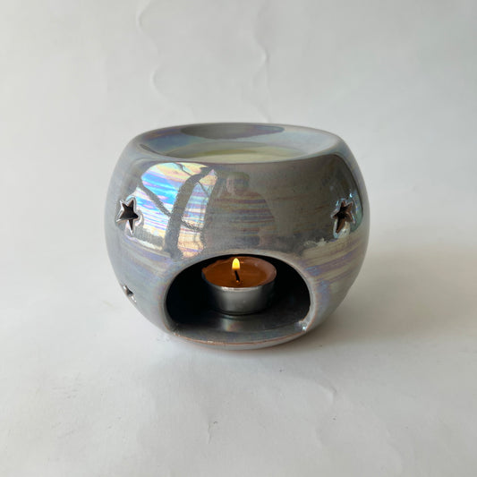 Handmade Pottery Wax & Oil Burner - Grey
