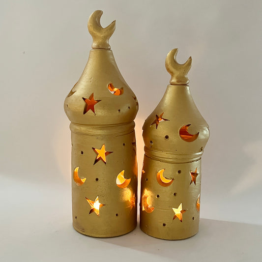 Stars in The Sky Pottery Lantern - Gold ( PICK UP ONLY)