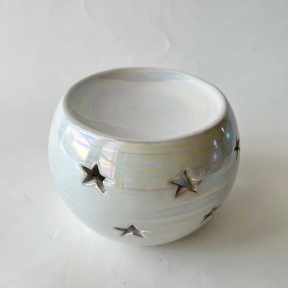 Handmade Pottery Wax & Oil Burner - White