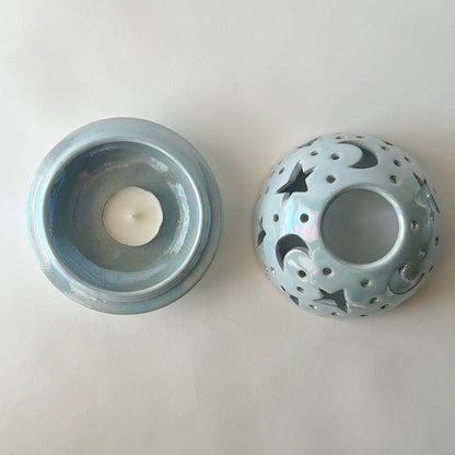 Stars in The Sky Candle Holder - Baby Blue Iridescent