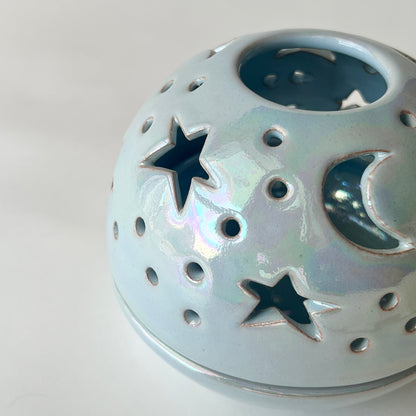 Stars in The Sky Candle Holder - Baby Blue Iridescent