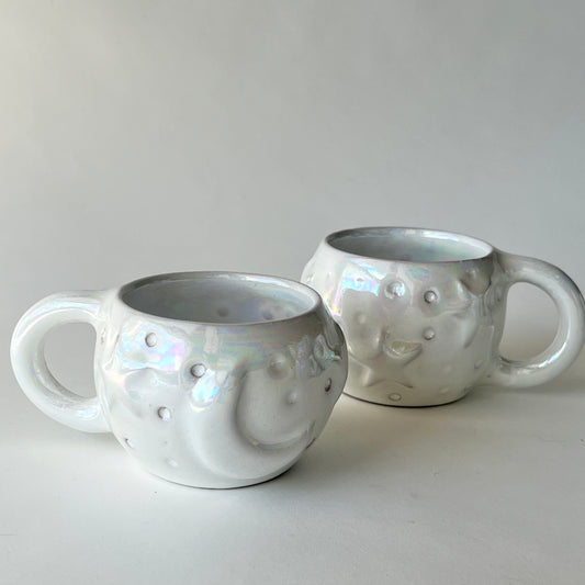 Stars in the Sky Espresso Cups - Set of 2 - White Iridescent