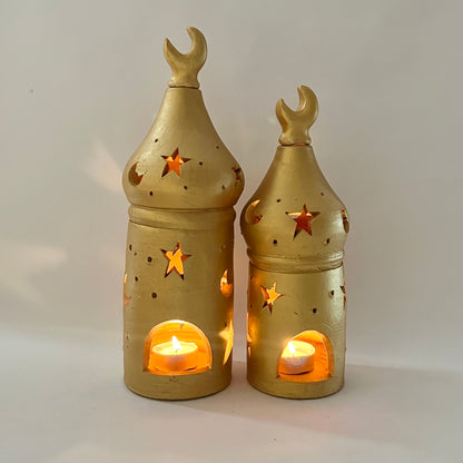 Stars in The Sky Pottery Lantern - Gold ( PICK UP ONLY)