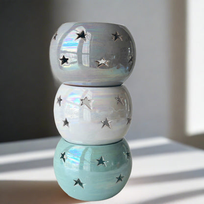 Handmade Pottery Wax & Oil Burner - White