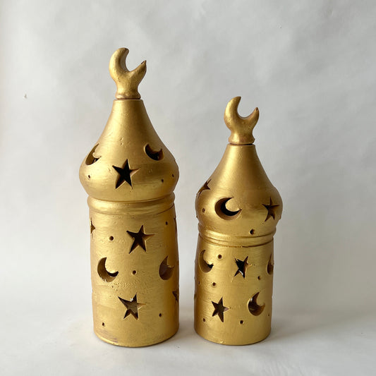 Stars in The Sky Pottery Lantern - Gold ( PICK UP ONLY)