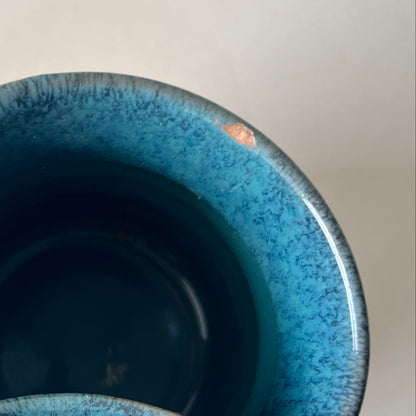 Ocean Wave Ceramic Tumbler | Blue & White Handmade Pottery Cup | Seconds