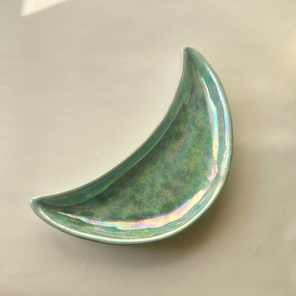 Ramadan Crescent Pottery Plate - Aurora Iridescent