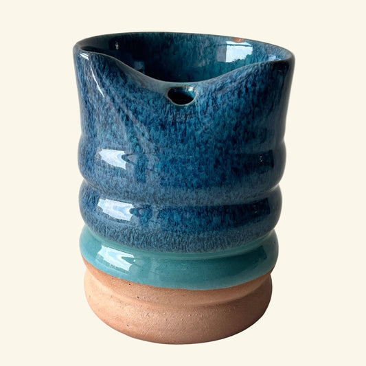 Ocean Wave Ceramic Tumbler | Blue & White Handmade Pottery Cup | Seconds