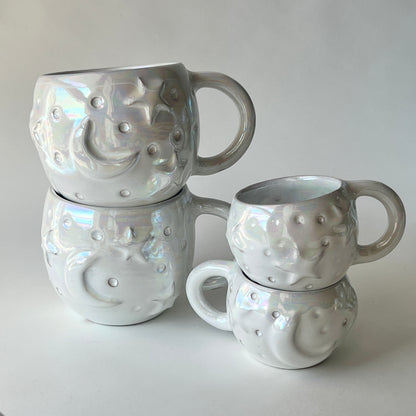 Stars in the Sky Espresso Cups - Set of 2 - White Iridescent