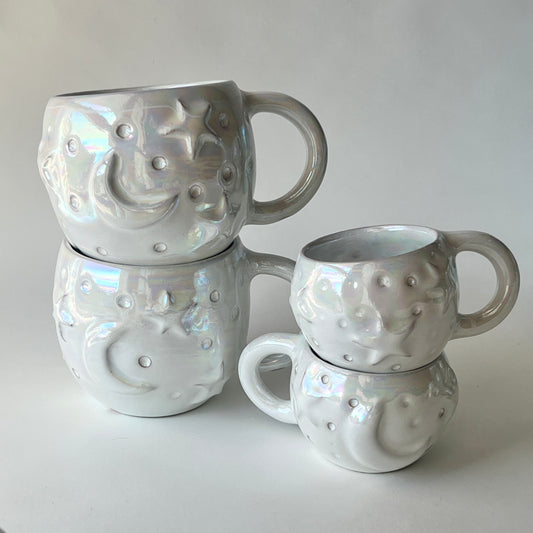 Stars in the Sky Espresso Cup - White Iridescent
