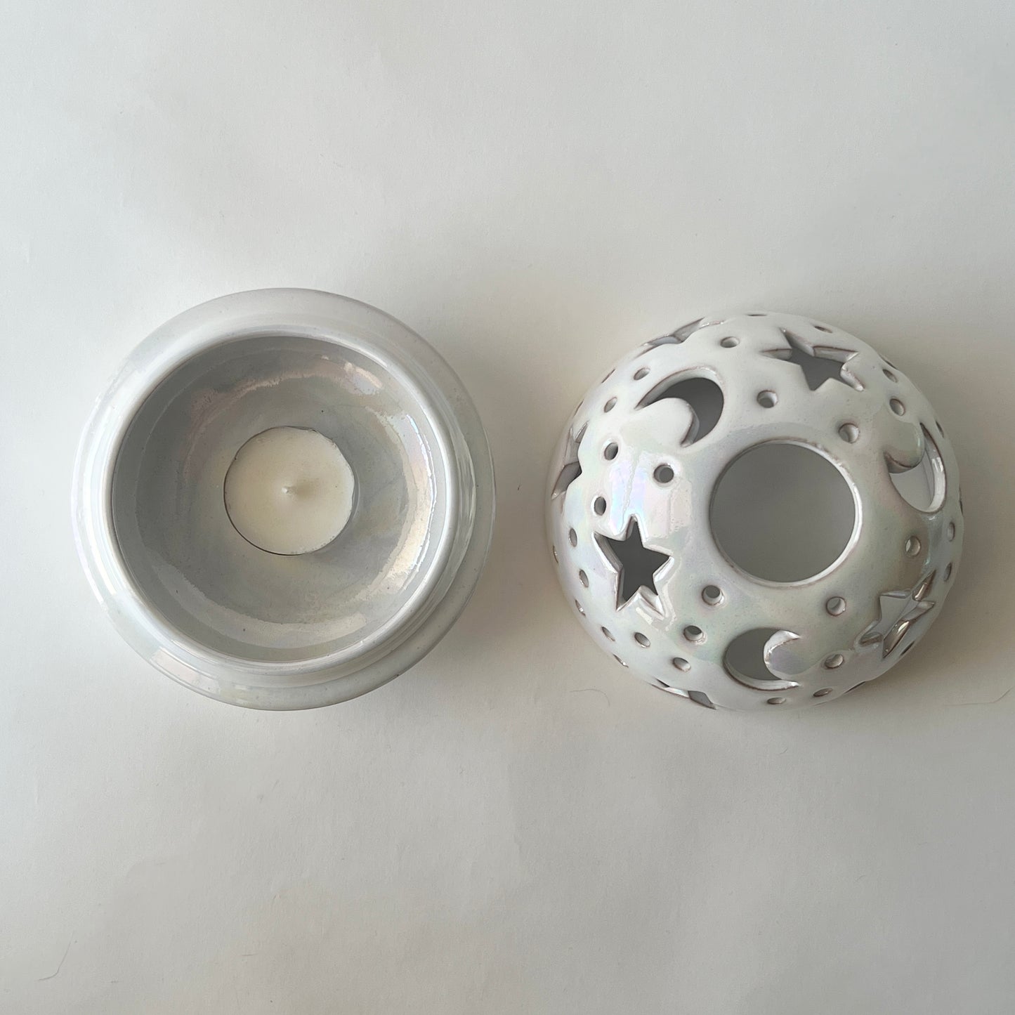 Stars in The Sky Candle Holder - White Iridescent