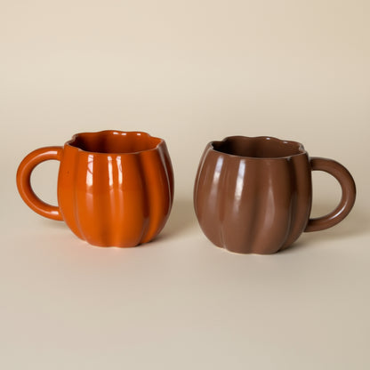 Pumpkin Handmade Pottery Mug in Orange or Brown
