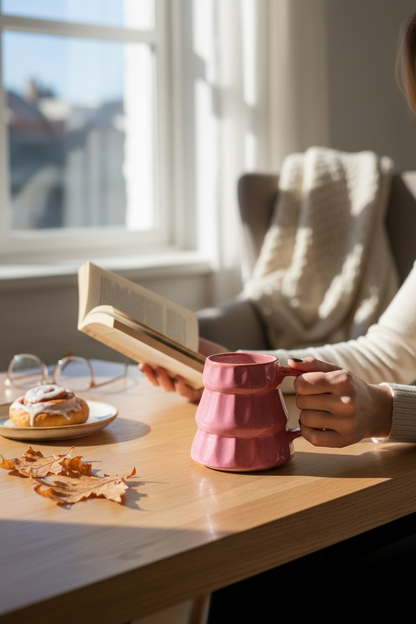 Merry Tree Christmas Handmade Coffee Mug - Pink Effect Glossy FInish