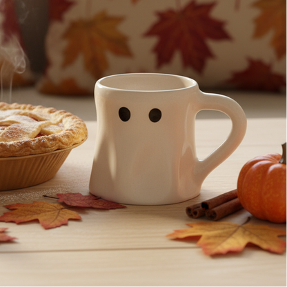 Handmade Ceramic Ghost Mug – Limited Edition Halloween Pottery (Glossy Finish, 250ml)