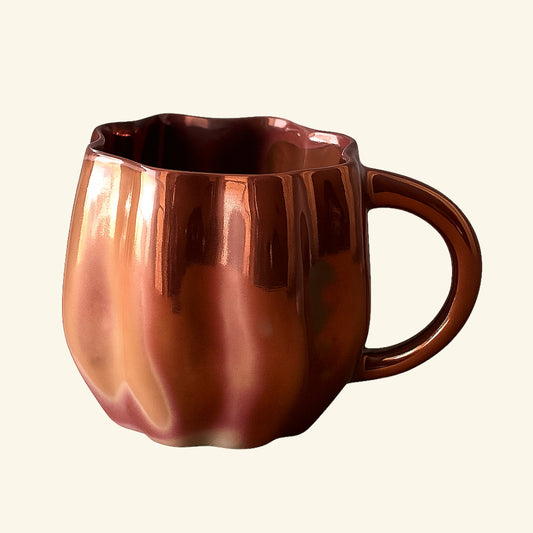 One-of-a-Kind Copper Pumpkin Mug – Handmade Ceramic Fall Coffee Cup