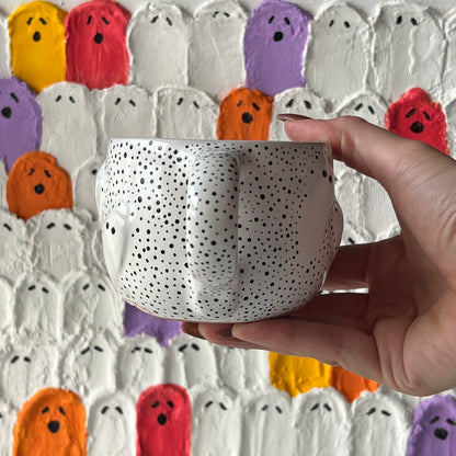 Halloween ghost ceramic coffee mug, 200ml, handmade handle