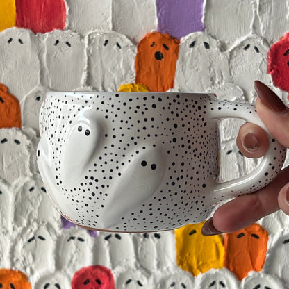Halloween ghost ceramic coffee mug, 200ml, handmade