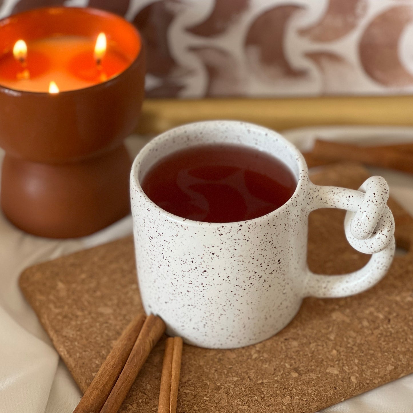 Knotted Handmade Pottery Mug – White Ceramic Coffee & Tea Cup